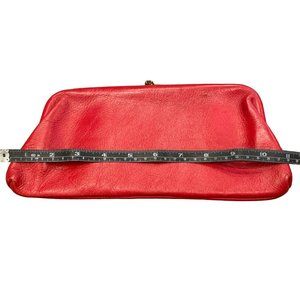 Red Leather Vintage Clutch Evening Bag